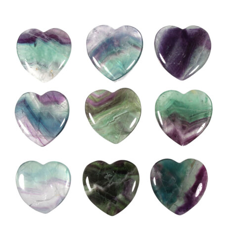 Fluoriet (multi) edelsteen hart 4 cm Fluoriet (multi) edelsteen hart 4 cm