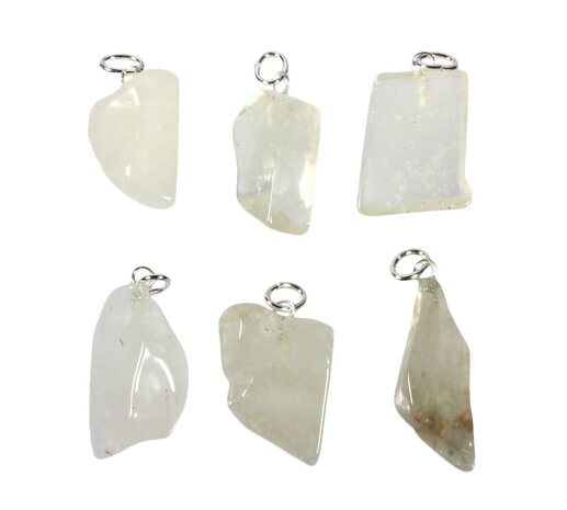 Libisch woestijnglas hanger getrommeld met zilveren oogje Libisch woestijnglas hanger getrommeld met zilveren oogje