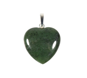 Zilveren hanger jade hart 2 cm Zilveren hanger jade hart 2 cm
