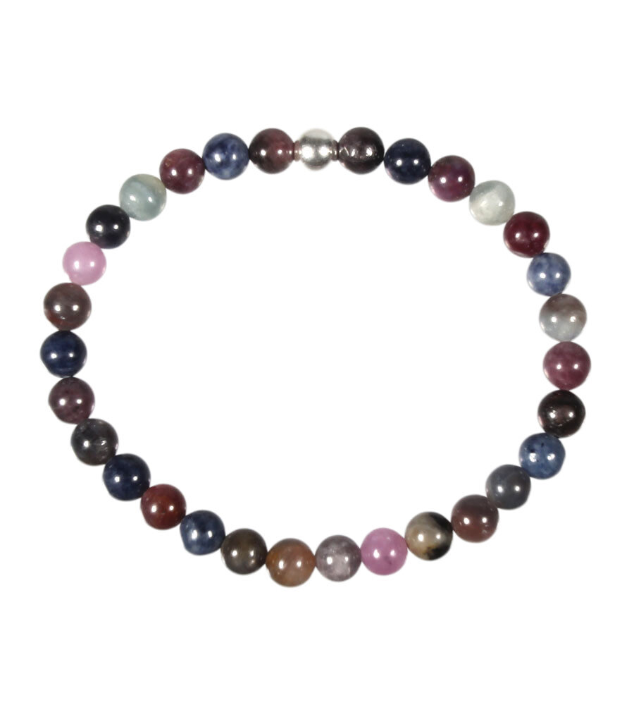 Robijn met saffier armband 18 cm | 6 mm kralen