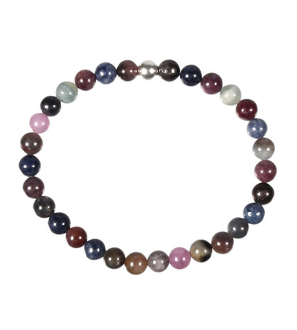 Robijn met saffier armband 18 cm | 6 mm kralen