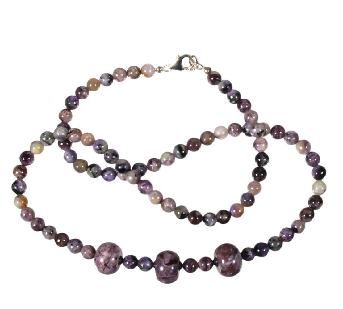 Charoiet ketting 3 rondelles met zilveren slotje Charoiet ketting 3 rondelles met zilveren slotje