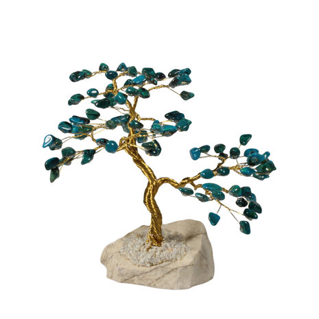 Chrysocolla edelsteen boompje op steen Chrysocolla edelsteen boompje op steen