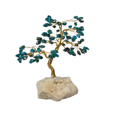 Chrysocolla edelsteen boompje op steen Chrysocolla edelsteen boompje op steen