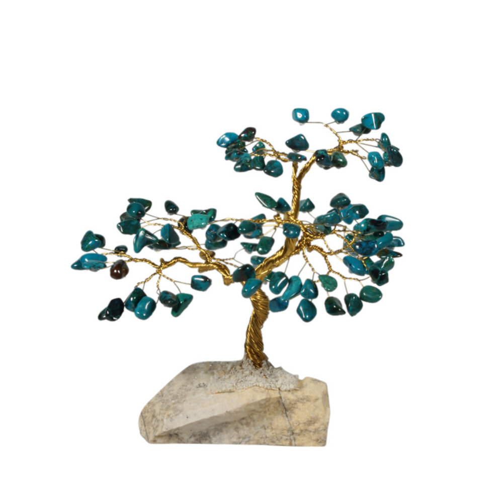 Chrysocolla edelsteen boompje op steen Chrysocolla edelsteen boompje op steen