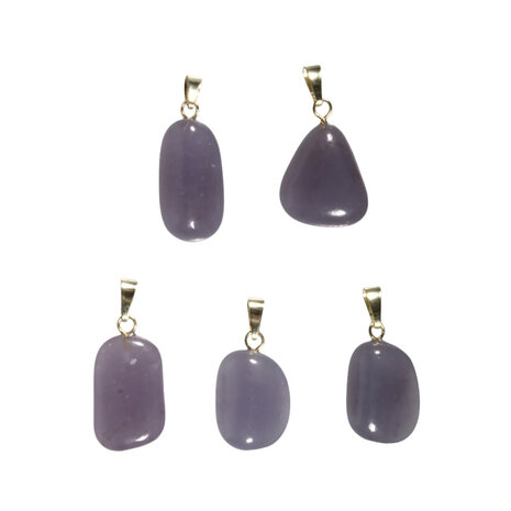 Lepidoliet (lila) hanger met 14k gouden oogje