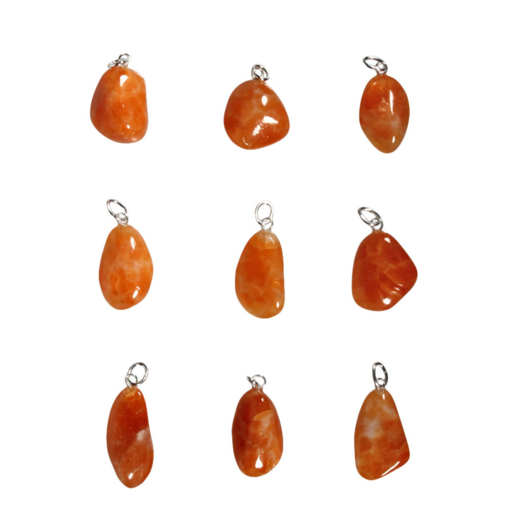 Calciet (donker oranje) hanger met zilveren oogje