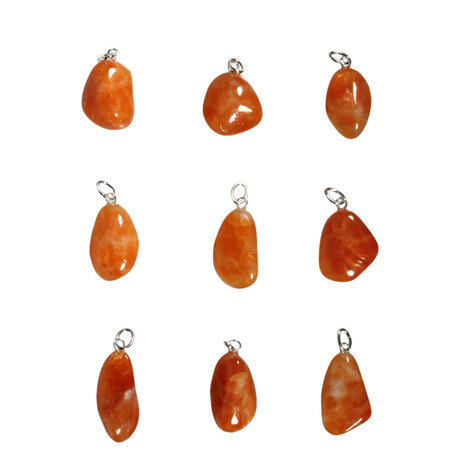 Calciet (donker oranje) hanger met zilveren oogje