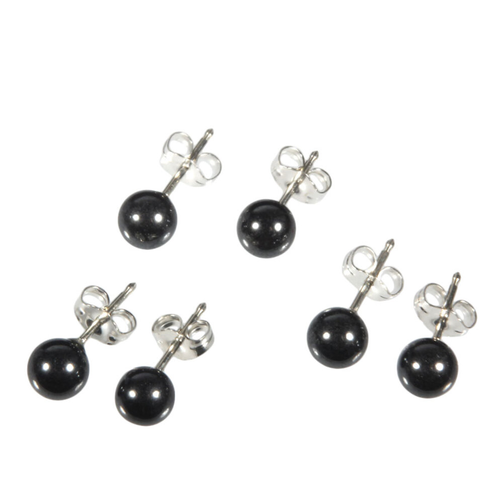 Zilveren oorstekers hematiet bol 6 mm Zilveren oorstekers hematiet bol 6 mm
