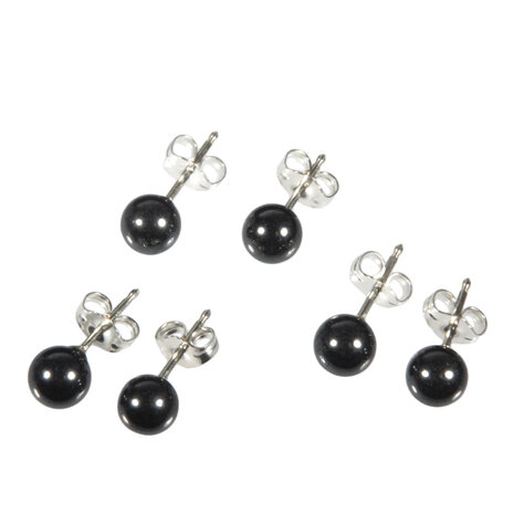 Zilveren oorstekers hematiet bol 6 mm Zilveren oorstekers hematiet bol 6 mm