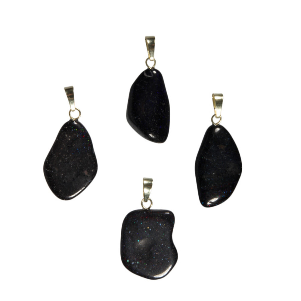 Opaal (zwart) hanger met 14k gouden oogje