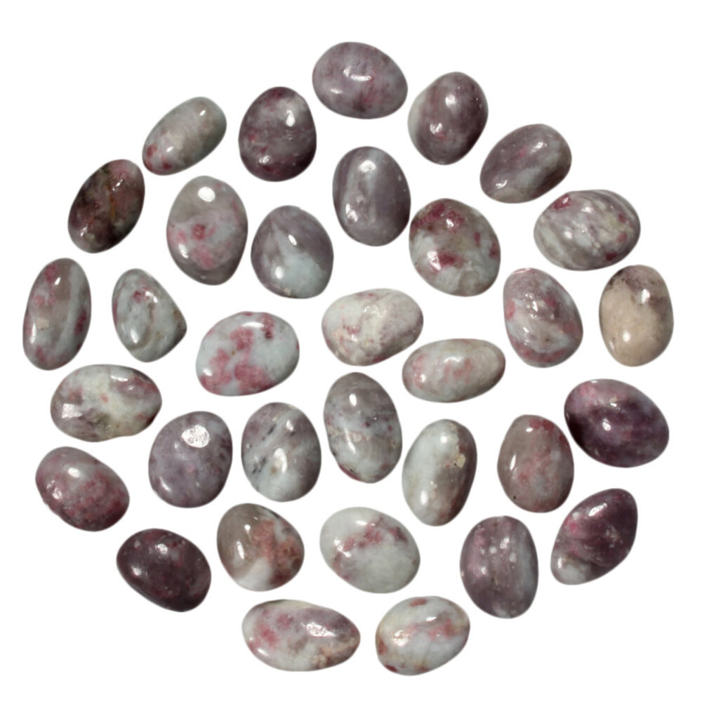 Toermalijn (roze) met lepidoliet (unicorn stone) steen getrommeld 10 - 20 gram