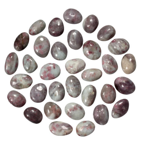 Toermalijn (roze) met lepidoliet (unicorn stone) steen getrommeld 10 - 20 gram