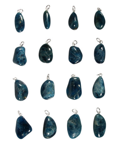 Apatiet (blauw) hanger met zilveren oogje