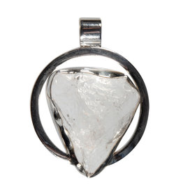 Zilveren hanger bergkristal | rond ruw 4 cm