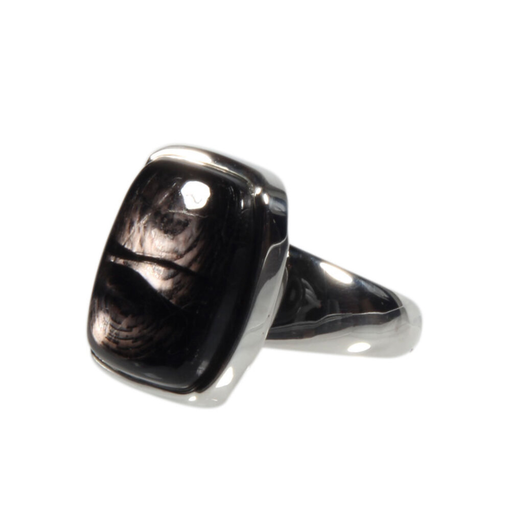 Zilveren ring hyperstheen maat 17 | rechthoek 1,7 x 1,4 cm Zilveren ring hyperstheen maat 17 | rechthoek 1,7 x 1,4 cm