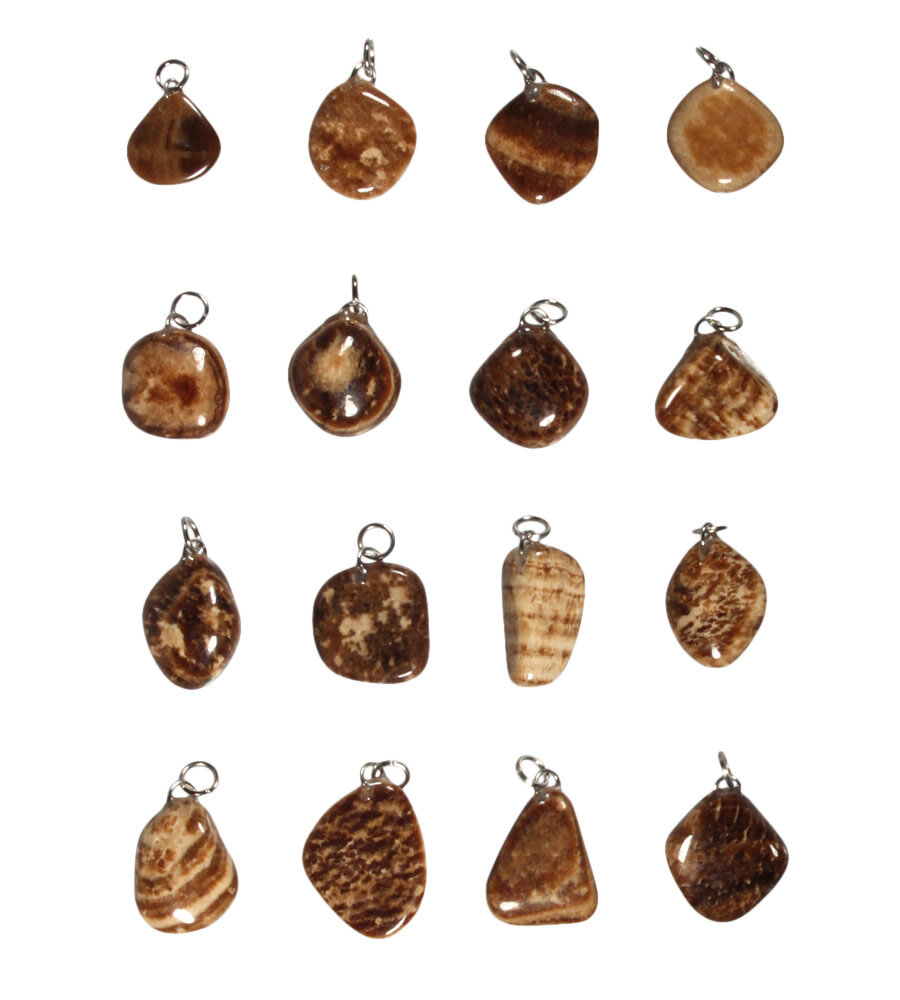 Aragoniet (bruin) hanger getrommeld Aragoniet (bruin) hanger getrommeld