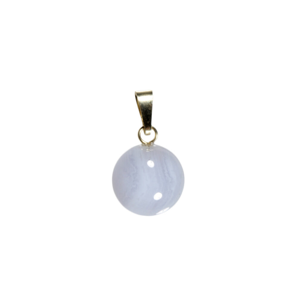 Chalcedoon hanger rond 12 mm met 14k gouden oogje