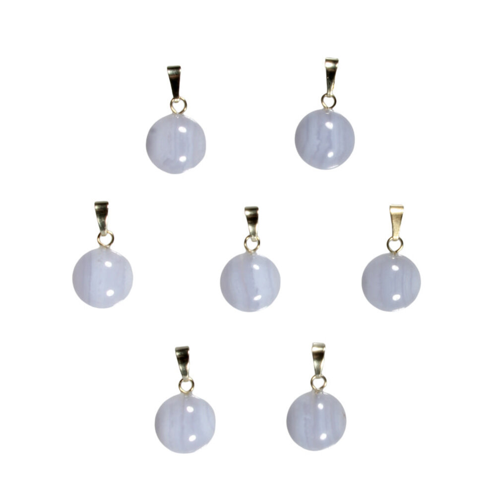 Chalcedoon hanger rond 12 mm met 14k gouden oogje