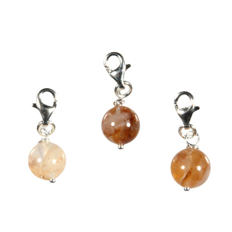 Zilveren bedeltje golden healer (limonietkwarts) rond Zilveren bedeltje golden healer (limonietkwarts) rond