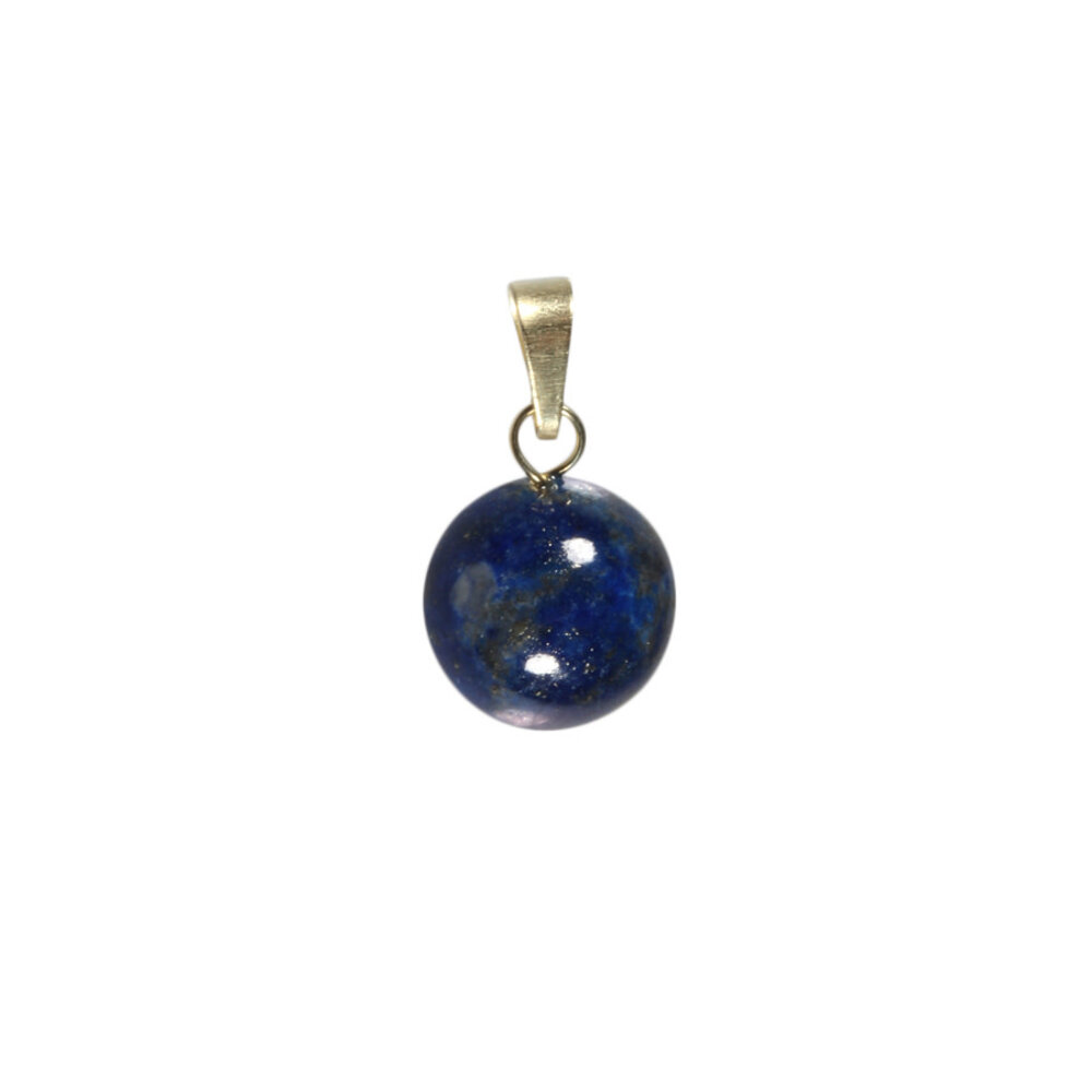 Lapis lazuli hanger rond 12 mm met 14k gouden oogje Lapis lazuli hanger rond 12 mm met 14k gouden oogje