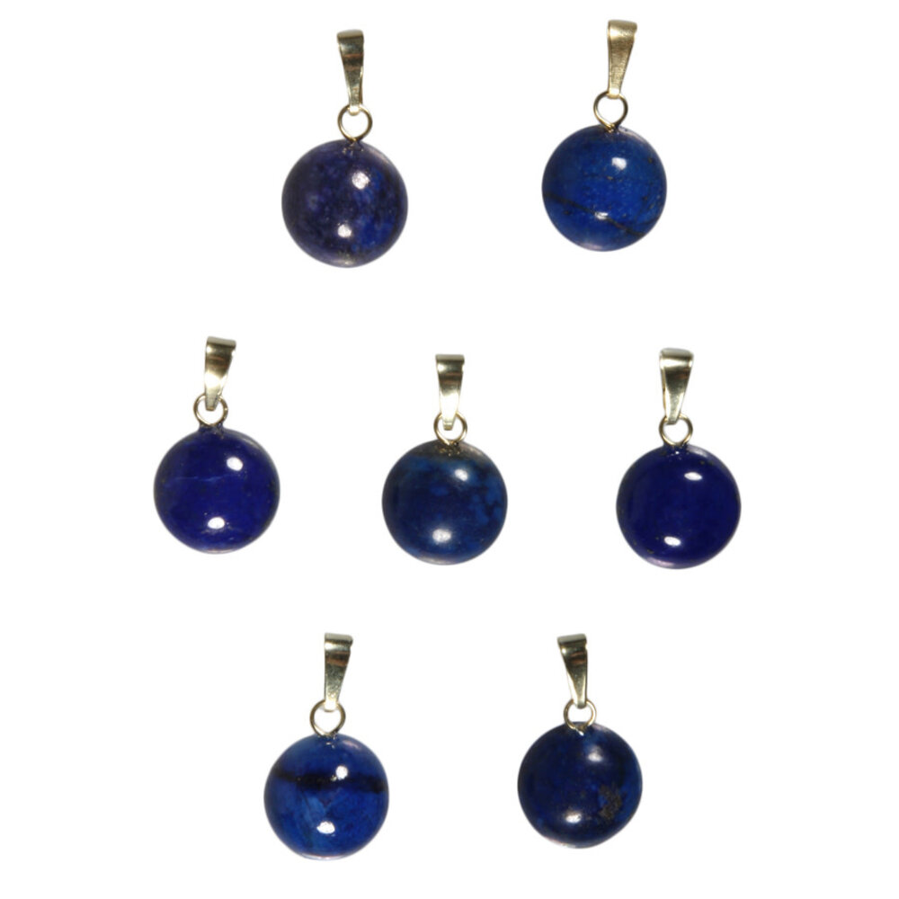 Lapis lazuli hanger rond 12 mm met 14k gouden oogje Lapis lazuli hanger rond 12 mm met 14k gouden oogje