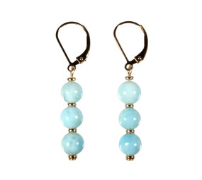 Gold filled oorbellen larimar | 3 bolletjes Gold filled oorbellen larimar | 3 bolletjes