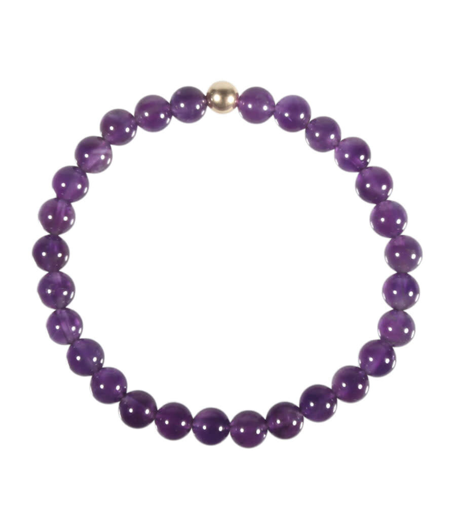 Amethist armband met 14k gouden kraal | 6 mm Amethist armband met 14k gouden kraal | 6 mm