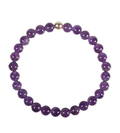 Amethist armband met 14k gouden kraal | 6 mm Amethist armband met 14k gouden kraal | 6 mm