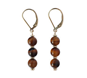 Gold filled oorbellen tijgeroog | 3 bolletjes Gold filled oorbellen tijgeroog | 3 bolletjes