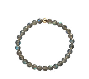 Labradoriet armband met 14k gouden kraal | 6 mm Labradoriet armband met 14k gouden kraal | 6 mm