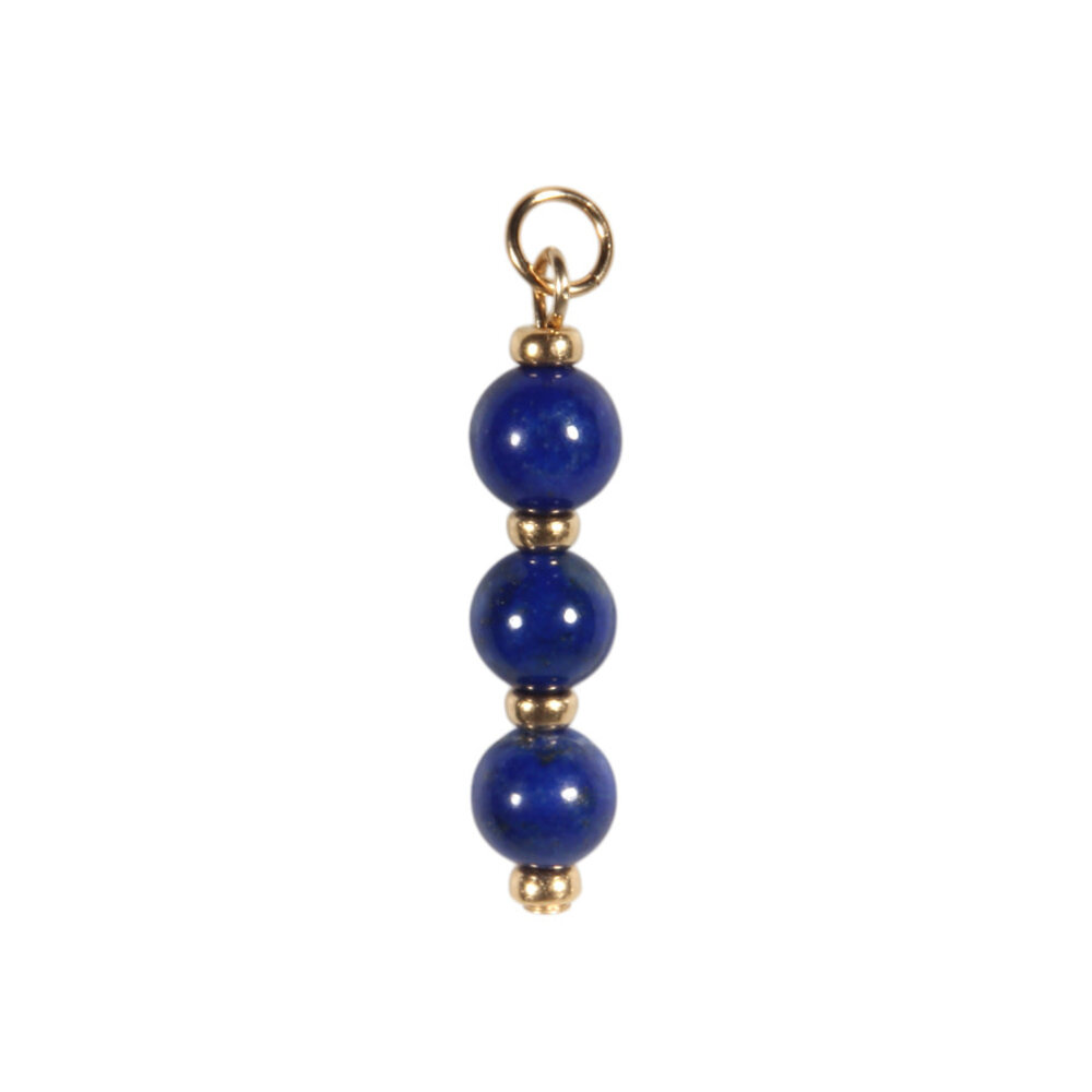 Gold filled hanger lapis lazuli A-kwaliteit | 3 bolletjes Gold filled hanger lapis lazuli A-kwaliteit | 3 bolletjes