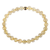 Rutielkwarts armband met 14k gouden kraal | 6 mm Rutielkwarts armband met 14k gouden kraal | 6 mm