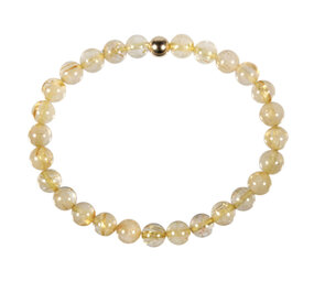 Rutielkwarts armband met 14k gouden kraal | 6 mm