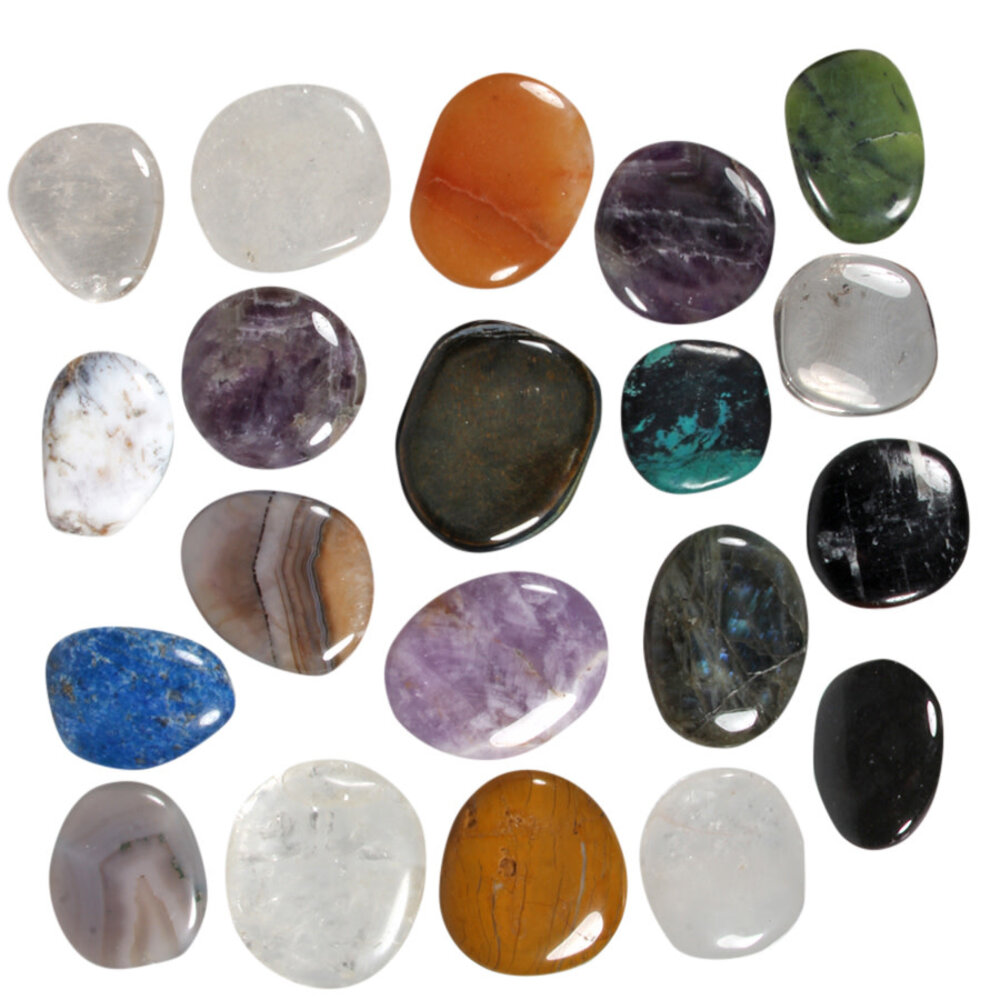 Platte stenen B-keus assorti (per 10 stuks) Platte stenen B-keus assorti (per 10 stuks)