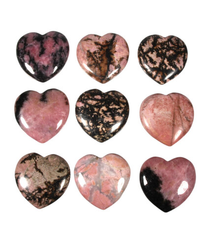 Rhodoniet (roze met zwart) edelsteen hart 4 cm