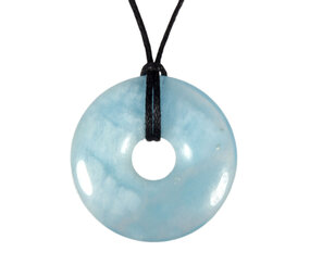 Aquamarijn (blauw) hanger donut 2,8 - 3,2 cm