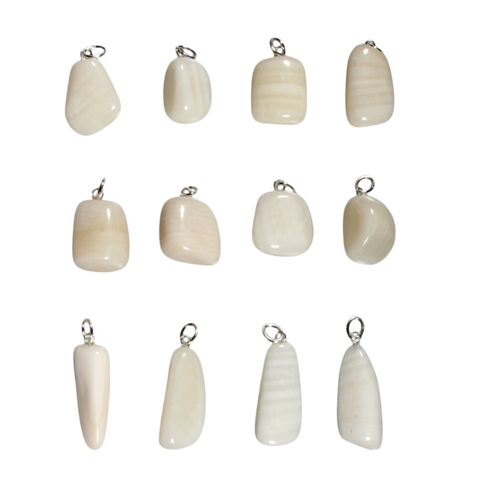 Aragoniet (wit) hanger met zilveren oogje