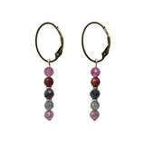 Gold filled oorbellen robijn met saffier | rond facet