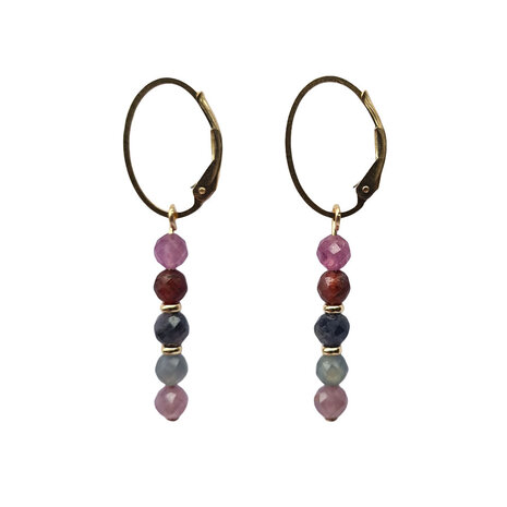 Gold filled oorbellen robijn met saffier | rond facet Gold filled oorbellen robijn met saffier | rond facet