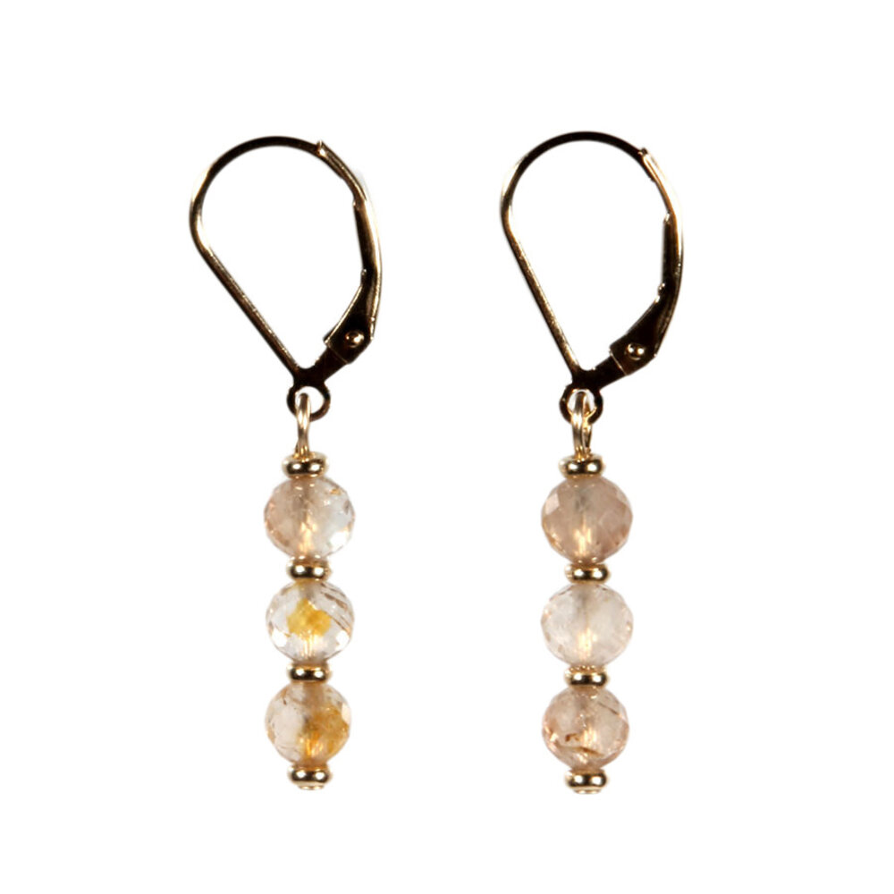 Gold filled oorbellen goudtopaas | 3 gefacetteerde bolletjes