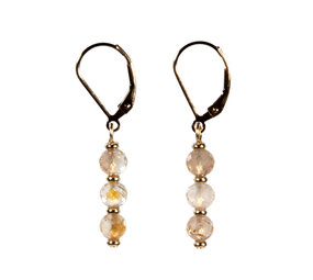 Gold filled oorbellen goudtopaas | 3 gefacetteerde bolletjes