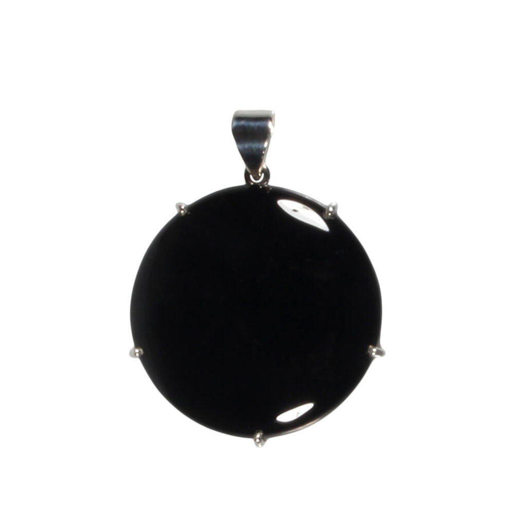 Zilveren hanger onyx | rond gezet 3,6 mm Zilveren hanger onyx | rond gezet 3,6 mm