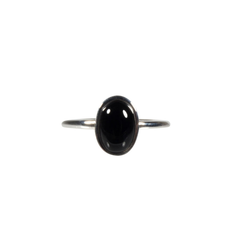 Zilveren ring onyx maat 18 1/2 | ovaal 10 x 7 mm