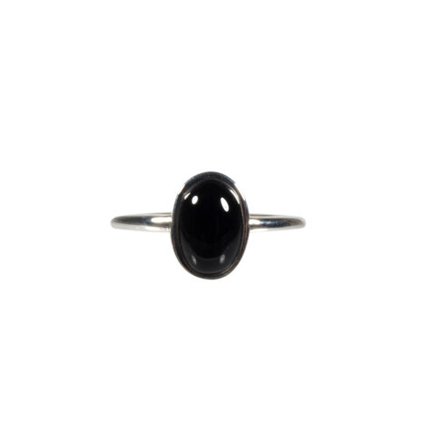 Zilveren ring onyx maat 18 1/2 | ovaal 10 x 7 mm