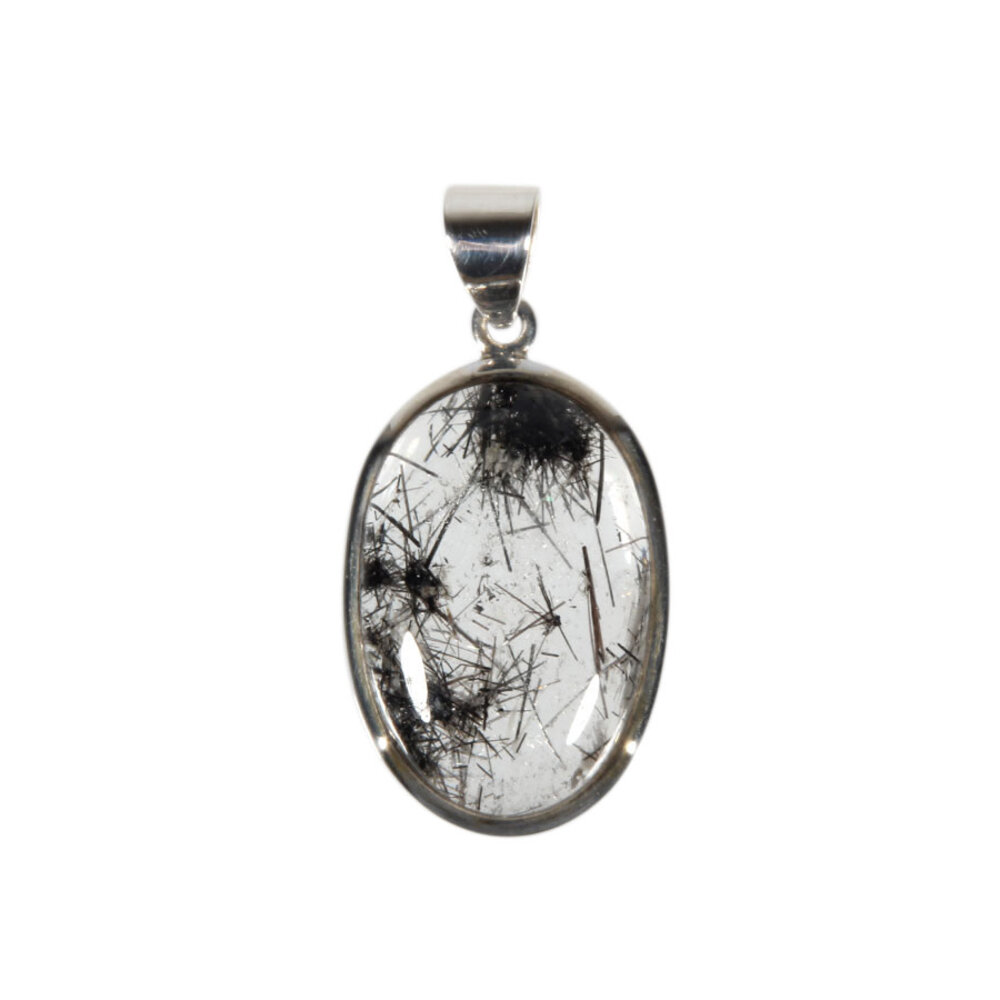 Zilveren hanger toermalijnkwarts | ovaal 2,5 x 1,8 cm