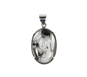 Zilveren hanger toermalijnkwarts | ovaal 2,5 x 1,8 cm