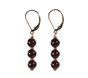 Gold filled oorbellen granaat | 3 bolletjes Gold filled oorbellen granaat | 3 bolletjes