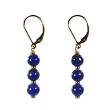 Gold filled oorbellen lapis lazuli A-kwaliteit | 3 bolletjes Gold filled oorbellen lapis lazuli A-kwaliteit | 3 bolletjes
