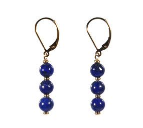 Gold filled oorbellen lapis lazuli A-kwaliteit | 3 bolletjes Gold filled oorbellen lapis lazuli A-kwaliteit | 3 bolletjes
